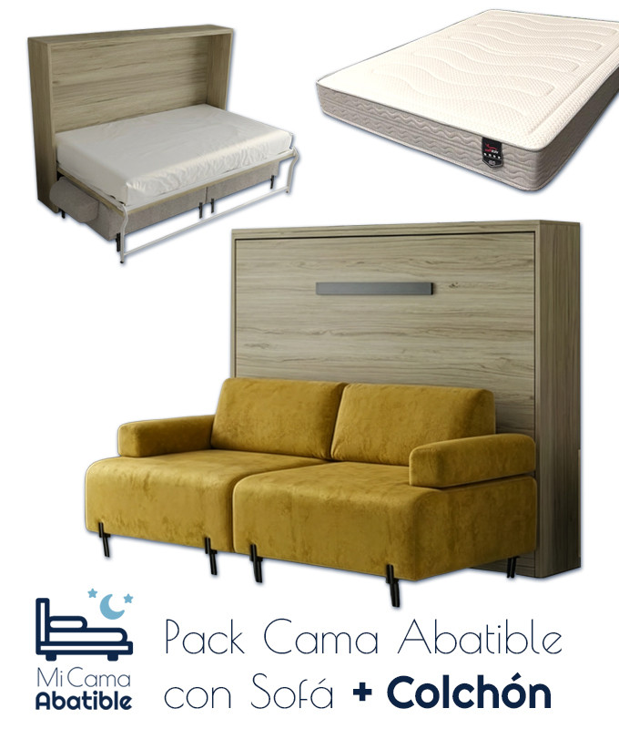 Pack Cama Abatible Horizontal con Sofá y Colchón Ref CAN35100