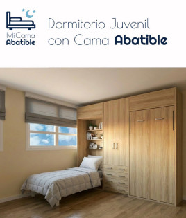 Dormitorio juvenil formado por camas abatibles de 90 y Armario con cajones Ref CAYC522