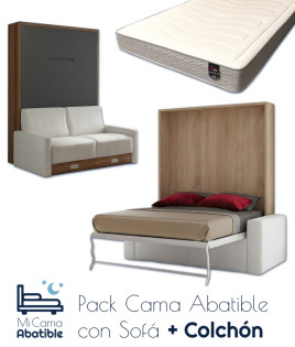 Pack Cama Abatible Vertical con Sofá y Colchón Ref CAN28000