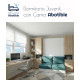 Dormitorio Juvenil formado por cama abatible matrimonial, armarios, estantería, escritorio y sofá Ref CAN23