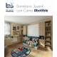 Dormitorio Juvenil formado por cama abatible matrimonial, armarios, estanterías, escritorio y sofá Ref CAN24