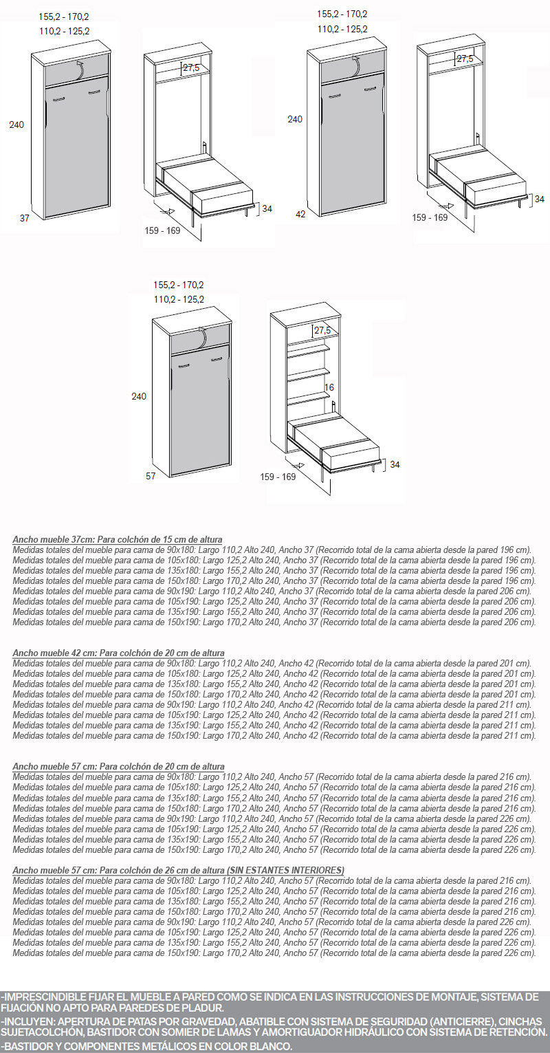Cama abatible vertical escritorio y altillo - Artikalia